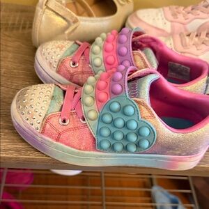 Skechers Kids Glitter Pop-It Heart Sneakers - Pink, Blue & Purple